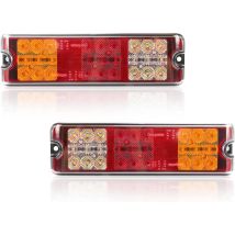 Ahlsen 2 Pcs Feux Arrière Remorque LED 12V Homologué E Éclairage Arrière de Voiture étanche, 5 fonctions - feu freinage, clignotant, feu recul, feu