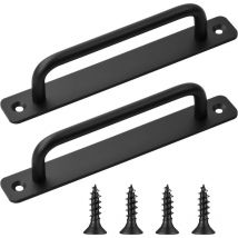 2 Pièces Poignée de Porte de Grange Coulissante, Poignée Noir Poignée de Porte Coulissante avec Vis pour Portes de Grange Armoire Placard Portail,