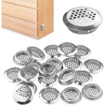 20 Pcs Grille de Ventilation Acier Inoxydable,35mm Ronde Grille Aération Persienne pour le Respirant de Cabinet,Armoire à Chaussures,Armoire(Argent)