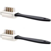 2PC Brosse à Chaussures en Daim, Brosse Multifonction à 3 Côtés pour Le Nubuck et Le Daim, Poils en Laiton, Brosse à Daim avec Manche - Ahlsen