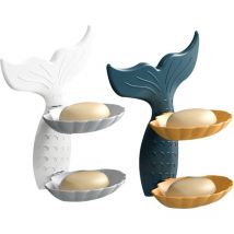 2PCS Support Savon Double Layer Soap Dish Suction Cup Soap Holder Porte-Savon de - Ahlsen