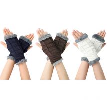 3 Paires Gants Sans Doigts Femme Gants d'Hiver Chauds Gants avec Trou de Pouce Tricotés Doublée Épaisse Cachemire Gants pour Femmes Élastique et