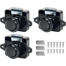 3 Pcs Bouton Poussoir Loquet,Bouton Poussoir Serrure,Sans Clé Serrure de Meuble Fermoir,Loquet à Bouton Poussoir,pour Porte de Camping