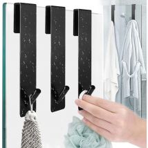 3 Pièces Crochet Douche Acier Inoxydable, Crochet de Porte en Verre avec Mousse Protection, Crochet Douche Sans Percage, Crochet Douche Salle Bain,