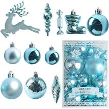 Ahlsen 30 boules de Noël en plastique, boules de Noël, boules de décoration de sapin de Noël, boules de sapin de Noël, boules de sapin de Noë,bleu