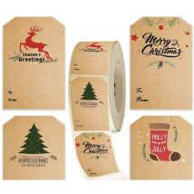 300PCS Etiquette Cadeau Noel Autocollante Autocollants de Noël Etiquette Cadeau Noel Autocollante 7.5X5CM Étiquette Autocollant Stickers - Ahlsen