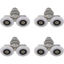4 pcs 25mm Roulettes Doubles pour Porte de Douche Roulettes pour Porte de Douche Roulettes Coulissantes Porte Salle de Bain Douche Rouleau de Douche