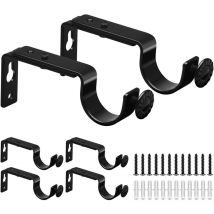 4pcs Supports de Tringle à Rideau Rod Support de Barre de Rideau Réglable Supports de Tringle Rideau en Métal - Ahlsen