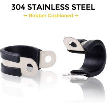 52 Pièces Caoutchouc Collier Serrage p Clips Tuyau Pinces Acier Inoxydable Pinces Caoutchouc Coussin Colliers 6 Tailles 1/4 '5/16' 3/8 '1/2' 5/8