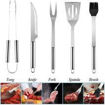 5Pcs Ustensiles Barbecue, Kit Barbecue Outil de Barbecue en Acier Inoxydable, Set Barbecue Portable, Ustensiles pour Barbecue, Accessoires Barbecue