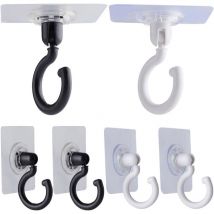 Ahlsen - 6 Pcs Adhésif Moustiquaire Crochets de Plafond et Crochets Muraux Pivotant au Plafond Tourner 360°/180° Crochets Montés pour Suspendre de