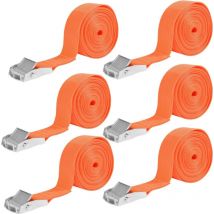 Ahlsen - 6 Pièces Sangles d'Arrimage, 25mm x 4m Sangle a Cliquet, Capacité de Charge 250kg Sangles Bagages, Sangle Coffre de Toit, Sangle de Serrage,