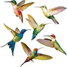6 Pièces Stickers Pour Fenêtre, Colibri Stickers Anti Collision Oiseaux, Stickers Electrostatiques Décoratifs Au Motif Colibri, Permet D'Éviter Que