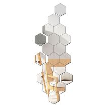 Ahlsen 807040mm Miroir Acrylique Adhésif Autocollant Mural Miroirs Muraux Stickers Salon Chambre Décor Hexagone D'argent 20pcs