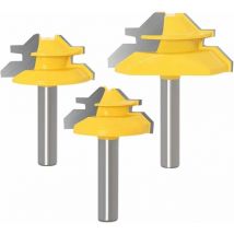 Ahlsen - 8mm Tige Fraises à Rainurer Set, Fraise à Onglet de 45o, 45 degrés fraise verrouillage set, pour le bois diy meubles,,3 pièces