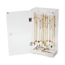 Ahlsen - Acrylique Rangement Collier, Porte Collier Presentoir, Rangement Presentoir Bijoux, avec 24 Crochets, Convient aux Colliers, Pendentifs,