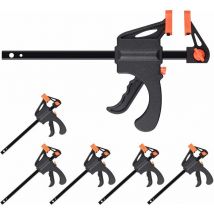 Volavo - Ahlsen Bar Clamps, 6 Pack 4 Inch Quick Release Clamp for Woodworking One Hand Operation Ratchet Bar Clamp