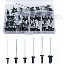 Black Rivet, 120pcs Blind Rivets, Rivets with Box, Aluminum Rivet, Pop Rivet, Pop Rivets, Assortment, Round Open Rivets, Aluminum Blind Rivets, Dome
