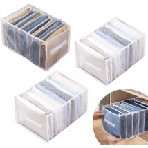 Boîte de Rangement pour Vetements 3 Pièces, Pliable Organisateur De Tiroir à Vetements, pour sous Chaussettes, Soutien-Gorges, Jeans(Blanc, Grilles 7