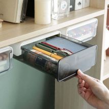 Ahlsen Boîte de Rangement sous la Table Autocollante Tiroir Caché de Bureau en Plastique Petit Tiroir de Rangement Sous le Bureau Invisible