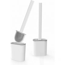 Ahlsen - Brosse Wc Silicone 2 Pcs Avec Support Brosse Toilette Suspendu Antibactérienne Balayette Wc Pour Salle De Bains Blanc