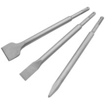 Ahlsen - Burin 3 pièces sds plus (pour béton et maçonnerie, accessoires marteau burineur) jeu de trois pièces manche rond (14250 pointu plat 40 large)