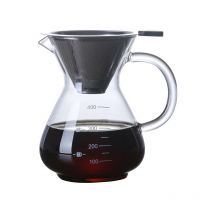 Cafetière à verser,Filtre à Café Manuelle,Tasse verseuse cafetière 400ml,Versez Sur La Cafetière,Carafe en Verre Borosilicate,cafetière manuelle