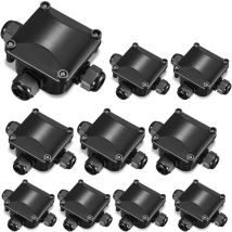 Ahlsen Caja de conexiones, 10 piezas Caja de conexiones IP68 Conector impermeable de 3 vías Exterior impermeable para diámetro de cable 5,5-10 mm
