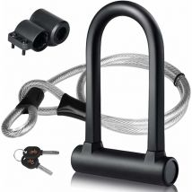 Ahlsen - Candado para bicicleta en forma de u con candado de cable flexible y soporte resistente