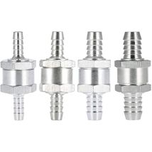 Ahlsen - Clapet anti-retour(4 pièces) de retour de carburant en aluminium à sens unique (6 8 10 12mm) pour Essence Diesel Huile Car Chrome Eau Auto