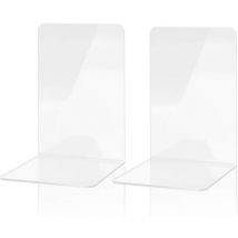 Clear Acrylic Bookends, 1 Pair Bookends for Kids, Scratch Resistant Designer Bookends, for Offices, Decoration, Shelves, Schools and Bookstores