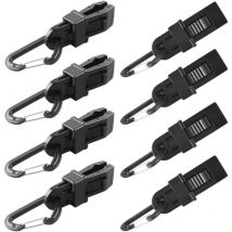 Clip de Bâche Tente 8 Pièces Clip de Tente Résistant pour Camping Clip de Verrouillage Robuste, Pince de Tente Noire Attaches de Bâche pour Tente