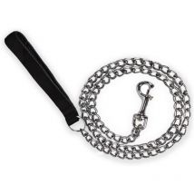 Ahlsen - Correa para perros de acero (180 cm). Correa para perros de metal sólido con asa de cuero pu