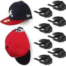 Crochets à chapeau pour mur (paquet de 8) - Porte-chapeau pour casquettes de baseball Noir - Ahlsen