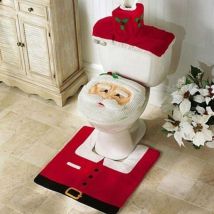 Ahlsen - Décorations de Toilette de Noël - Siège de Toilette Bonhomme de Neige Rouge et Blanc