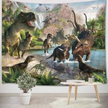Ahlsen - Dinosaure tapisserie murale tenture murale animal ancien tissu forêt montagne prédateur enfants chambre salon dortoir décoration murale