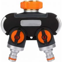 Ahlsen - Divisor de 2 vías, divisor de manguera, divisor de manguera de jardín, flujo de agua ajustable y bloqueable, distribuidor de riego de jardín