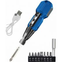 Ahlsen - Electric Screwdriver 900 mAh Rechargeable Cordless Screwdriver with 6.35 mm Double Head Bit and usb Cable, 8 Bit, 4 Nm Electric Torque, led