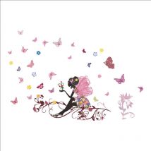 Ahlsen Filles Papillon Rose Stickers Muraux Chambre d'enfant Décor de chambre d'enfant