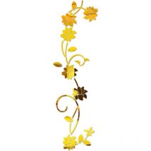 Ahlsen - Flower Vine Acrylique Miroir Stickers Muraux, Élégant Miroir Réglage Mur Autocollant, Mur Collant Miroir Décoration Murale pour La Maison