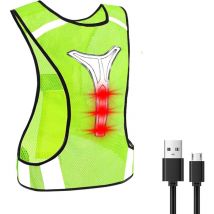 Gilet de sécurité, Gilet réflecteur avec lumière, Gilet de sécurité, vélo, Gilet réfléchissant, Gilet de Course réglable avec 2 Bandes