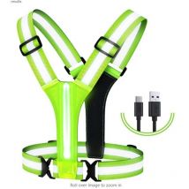 Ahlsen - Gilet réfléchissant Running à led, Gilet Reflechissant Vélo led Rechargeable, Harnais de Reflechissant Réglable Gilet Fluorescent Unisexe