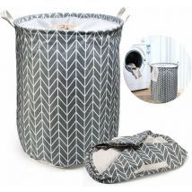 Ahlsen - Grande Panier à Linge, Panier à lingePliable, Cordon Paniers à Linge, Pliable Sac à Linge, Pliage Grande Capacité Corbeilles à Linge (Gris)