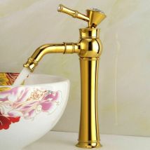 Shmshng - Ahlsen Grifo mezclador para fregadero, grifo para lavabo de baño, grifo de baño de lujo, grifo para lavabo de cristal cromado (dorado, alto)