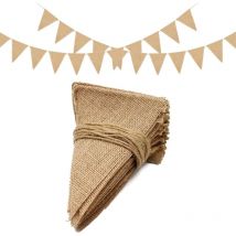 Guirlande Fanions Toile de Jute, 10 Mètres/48pcs Drapeaux Triangle Bannière Vintage pour Mariage Fête Baptême, Décoration Intérieure et Extérieure