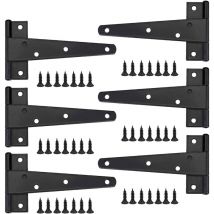 Heavy Door Hinge, 6 Inch Door Hinge, Black t Hinge, Stainless Steel Flat Hinge, Iron Door Hinges, Heavy Duty Hinges for Doors, Windows, Sheds - Ahlsen
