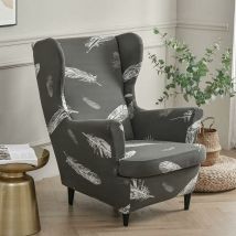 Housse de Fauteuil à Oreilles Extensible Couverture de Fauteuil avec Housse de Coussin en T,Imprimé Housse de Fauteuil Antidérapante,pour