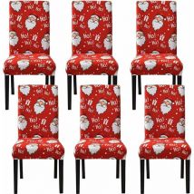 Housses de Chaise pour Chaises de Salle à Manger 6 Pcs, Housses de Chaise de Salle à Manger du Père Noël Housses de Chaise de Noël en Spandex Doux
