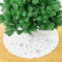 Ahlsen - Jupe d'arbre de Noël Jupe d'arbre de Noël en peluche blanche Décoration de fête de Noël Jupe d'arbre de flocon de neige, Argent, 150 cm