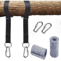Ahlsen - Kit De Harnais De Suspension Pour Hamac Avec 2 Mousquetons Robustes Et Anneaux En D,Coussin De Protection D'Arbre